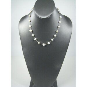 Natural Freshwater Pearl Necklace 19 Hand Knotted Strand Sterling Silver Clasp